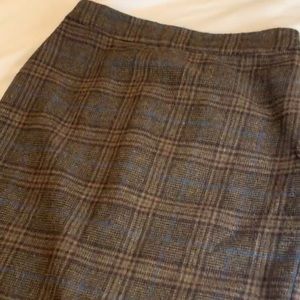 Plaid wool knee length skirt